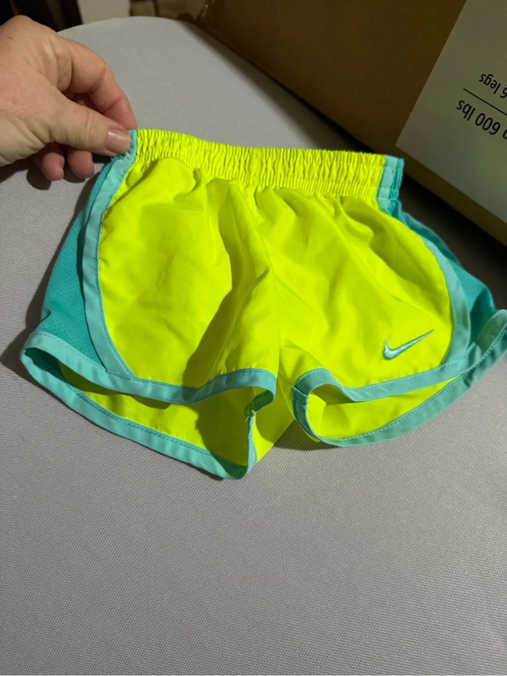 Nike Women's Neon Yellow with Teal Trim Athletic Running Shorts